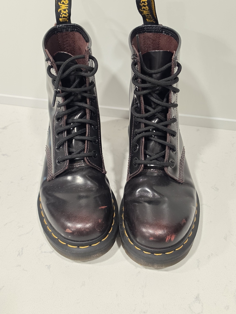 Dr. Martens Burgundy 1460
Arcadia Leather Lace-Up Combat Boots Size7